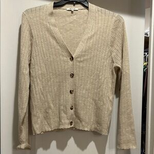 Madewell Ribbed Tan Cardigan Sweater
